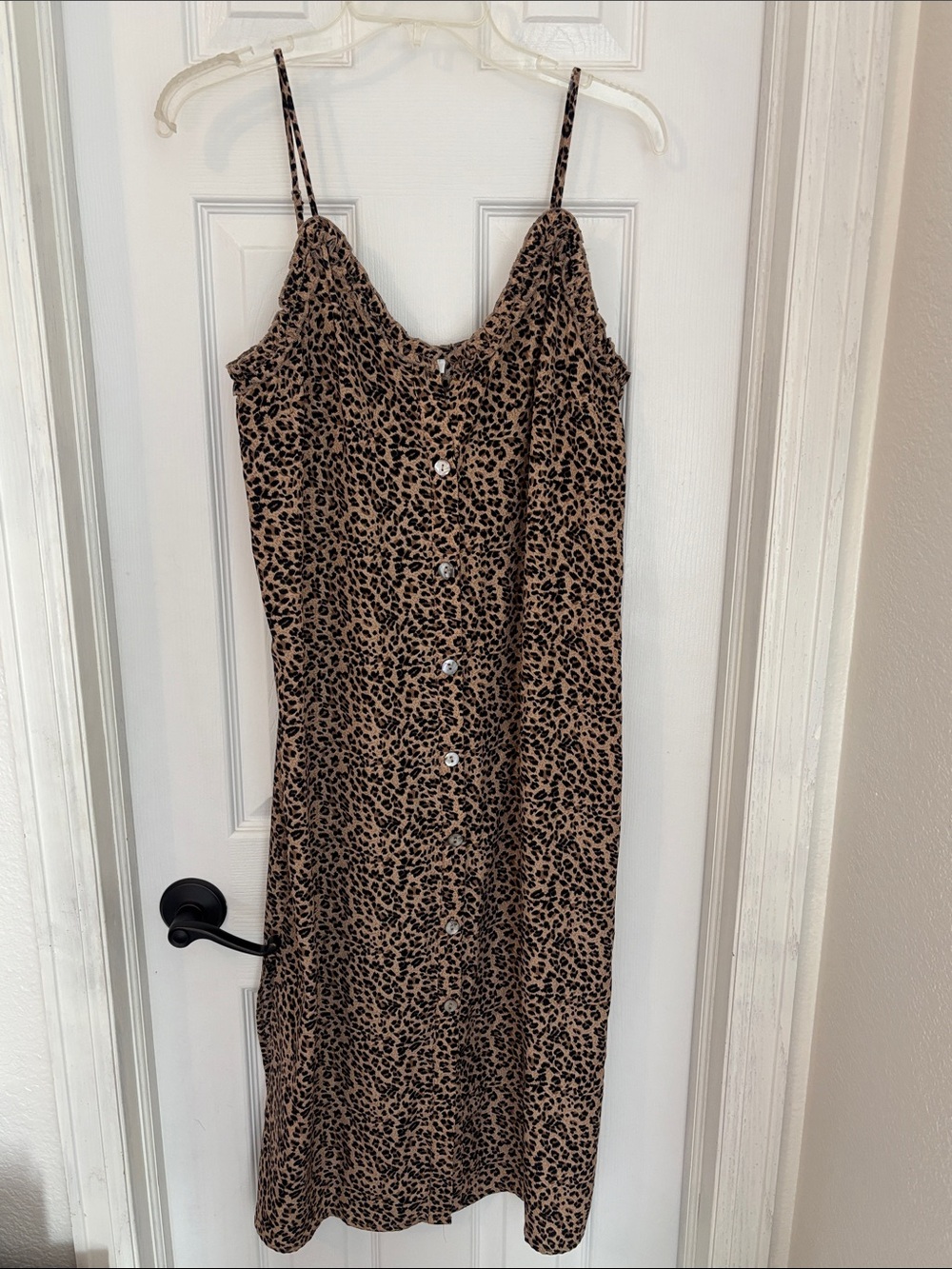 mittoshop Leopard-Print Midi Slip Dress - Brown & Black